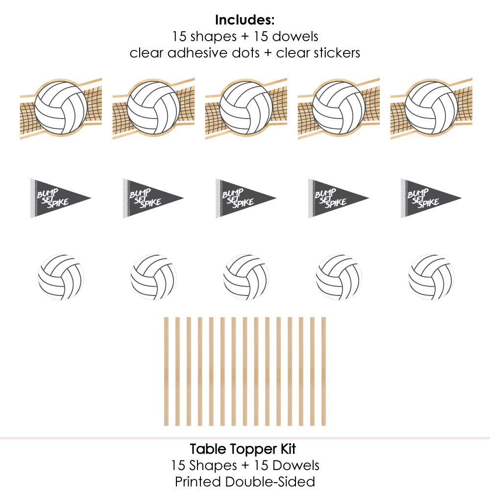 ベビーシャワーまたは誕生日パーティーセンターピーススティック テーブルトッパー バンプ セット スパイク 15本セット B07k6wrcxc バレーボール ベビー用ボール 経典