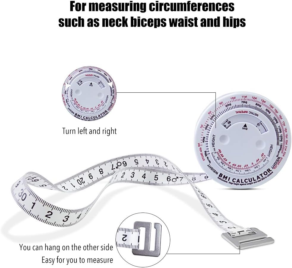 Body Measuring Tape Device with Handheld Body Fat Caliper, Plicometer Skinfold Caliper, BMI Calculator for Men and Women for Fitness and Weight Loss: Health & Personal Care
