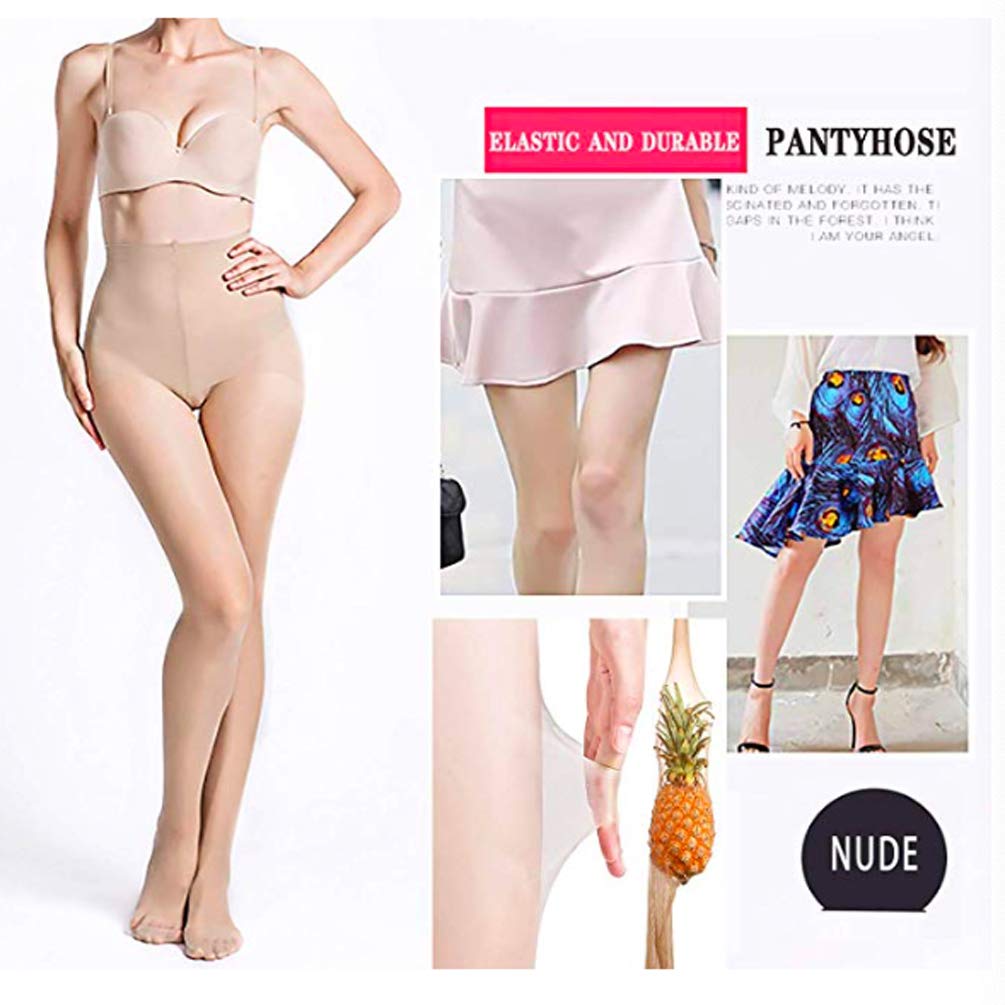 4 Pairs Pantyhose for Women Stretchable Control-Top Tights Slimming Silk Sheer (60D-Stockings)