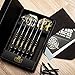 Professional Steel Tip Darts Set with GlFT Accessories Case - Throwing Darts with Adjustable Length - 6 Brass Barrels 20 Grams + 12 Aluminum Shafts 2 Sizes + 12 Flights + Dart Sharpener