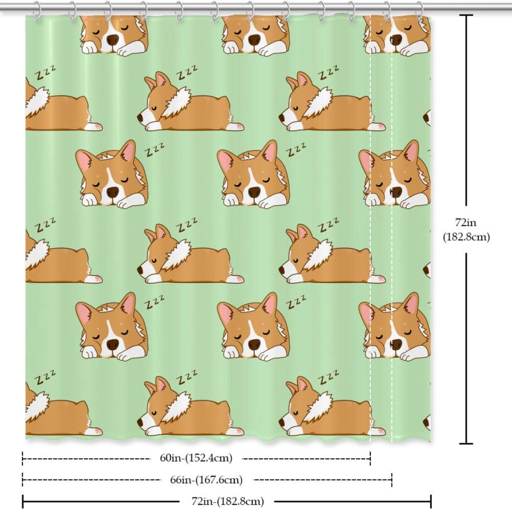 Amazon Royallove コーギー 犬 イラスト シャワーカーテン お風呂 浴室カーテン バスカーテン バス用品 目隠し用 風呂カーテン シンプル おしゃれ 取付簡単 ポリエステル 150 180cm シャワーカーテン ホーム キッチン オンライン通販