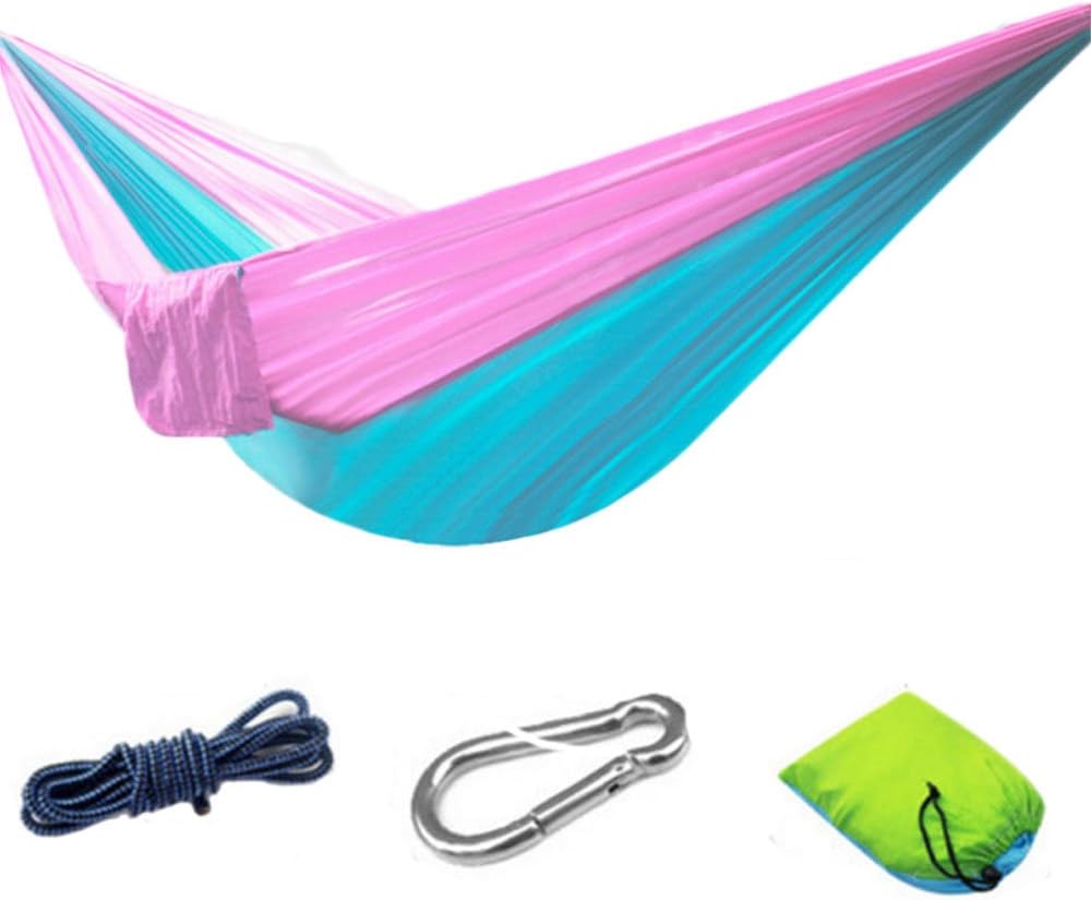 Lonni Outdoor Parachute Fabric Hammocks, 106 x 55 inch 440lbs Large Capacity Foldable Tree Double Hanging Bed with Strong Adjustable Straps for Camping Yard Park