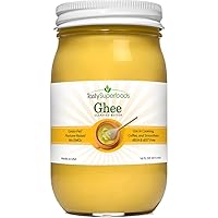 Tasty Superfoods Grass Fed Organic Ghee - Glass Jar of Pure Unsalted Clarified Butter from Grass-Fed Cows - Best Healthy…