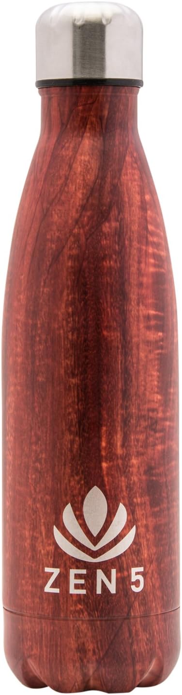 Zen 5 Vacuum-Insulated Stainless Steel Double Wall BPA Free Water Bottle, Reusable 17 oz – Keeps Drinks HOT or Cold for 24 Hours