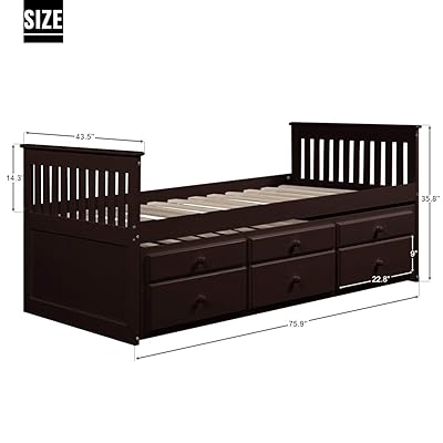Buy Storage Twin Daybed With Trundle And 3 Storage Drawers Platform Bed Frame With Headboard Footboard Kids Bed Espresso Online In Indonesia B082h1m94d