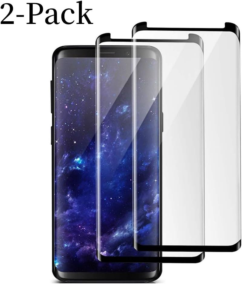 [2-Pack] Samsung Galaxy S8 Plus Tempered Glass Screen Protector, Non-Bubble Anti-Glare, Anti-Fingerprint 3D Curve Screen Protector, Compatible with Samsung Galaxy S8 Plus Black
