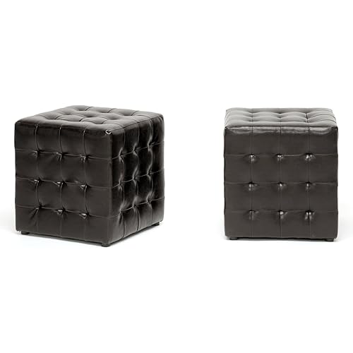Siskal Dark Brown Modern Cube Ottoman