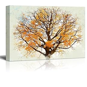 Print Landscape Beautiful Autumnal Maple Tree Against The Sky Background