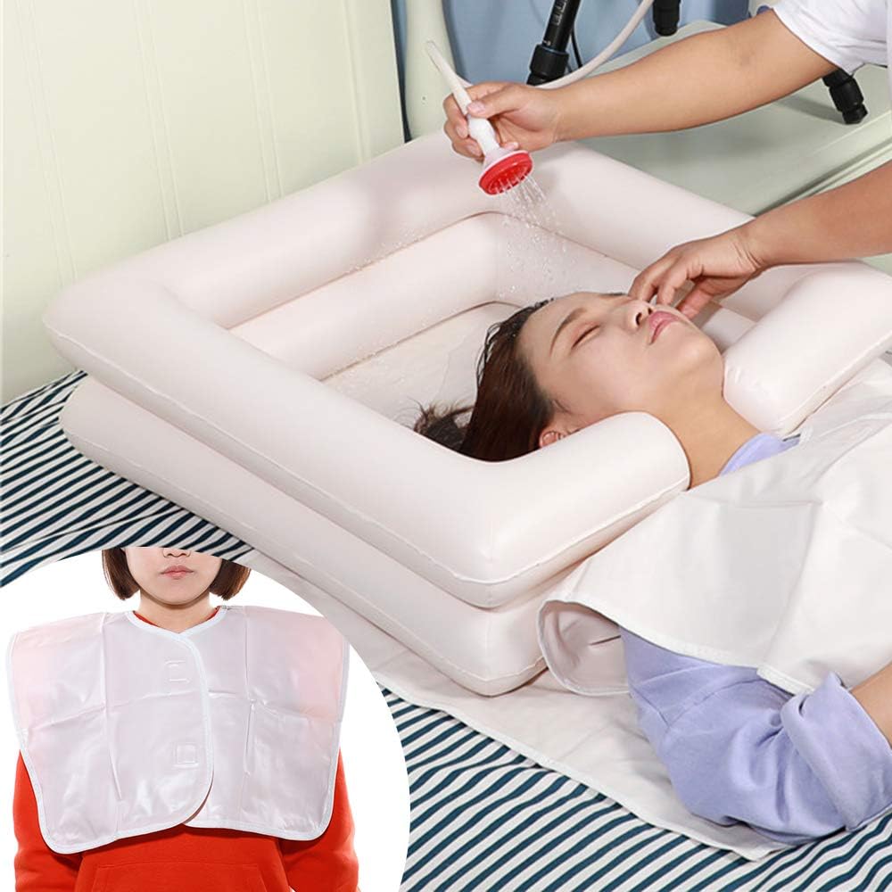 Inflatable Bedside Shampoo Basin Kit With Water Bag, Shower, Shawl, Cushion, Air pump For Disabled& Elderly Bed Easy, Pregnancy, Bedridden Or Post-Surgical Patient, Bed-Confined Patient（Set of 6） : Beauty