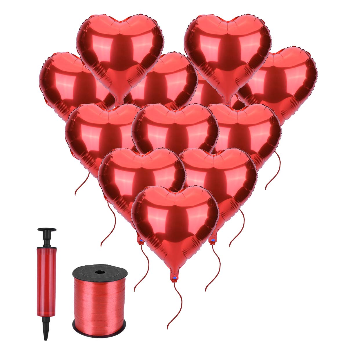Tankerstreet Piece Ballon En Forme Coeur Rouge Helium Fete Ballons Foil Ballon Aluminium Set Avec Pompe Et Ruban Rouge Non Toxique Romantique Decoration Pour Mariage Anniversaire La Saint Valentin Cuisine