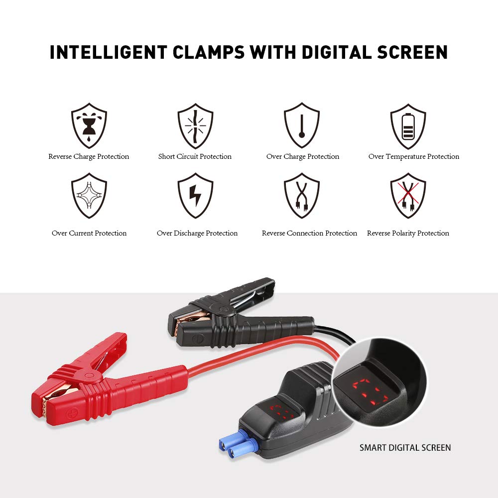 Paick Car Jump Starter 1300A Peak 3rd Generation QDSP Quick Discharge Start Power 12V Battery Booster (up to 8.0L Gas, 6.5L Diesel Engine)