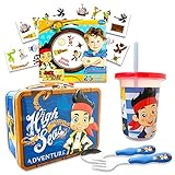 Jake and the Neverland Pirates Toddler Dinnerware Set - Flatware, Tumbler, Snack Tin, Temporary Tattoos (Disney Junior Dining Set)