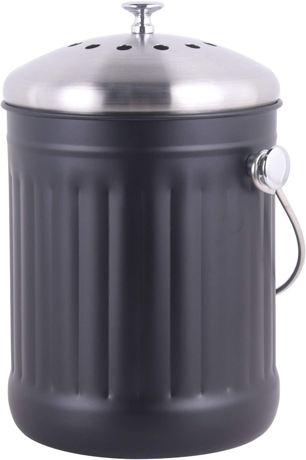Mari Chef Indoor Compost Bin Black Stainless Steel Waste Caddy