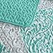 Comfort Spaces Coco 3 Piece Quilt Coverlet Bedspread Ultra Soft Printed Damask Pattern Hypoallergenic Bedding Set, Full/Queen, Teal - Grey