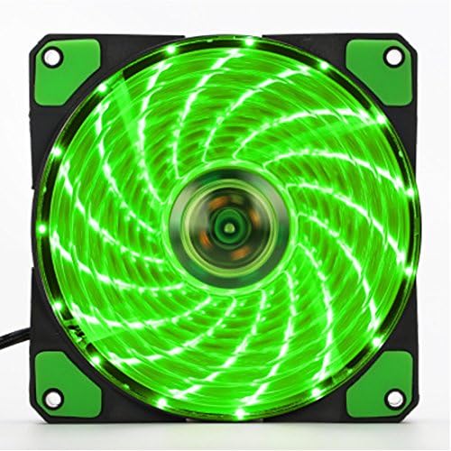Veddha LED Case Fans - Sleeve Bearing 120mm DC 15 LED Illuminating Silent Fan for Computer Cases, CPU Coolers, and Radiators (Green, 2Pack)