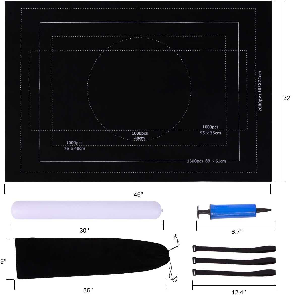 Large Jigsaw Puzzle Mat Roll Up, Large Mat Roll Up 2000 Pieces Puzzles Keeper Mat 46" X 32" Felt 2MM Thicker Puzzles Storage Transport Saver Board, Inflatable Tube, Handle Pump, 3 Velcro Fasteners: Toys & Games