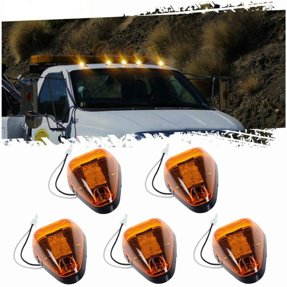 5pcs Amber Lens Amber LED Cab Roof Marker Lights, KOMAS Roof Top Lamp  Clearance Running Light Replacement for Truck SUV Ford 1999-2016 E/F Super  Duty (Amber ...