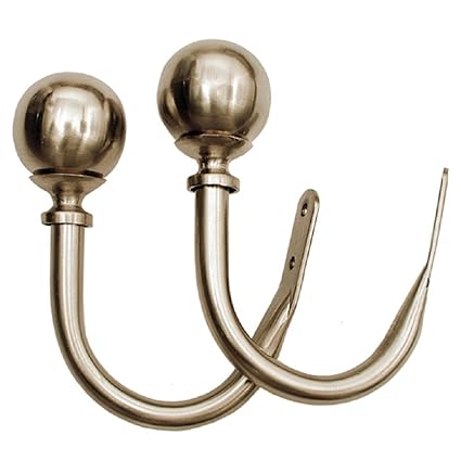 Deco Window (Set of 2) Holdback/Curtain Tieback Round Satin Silver