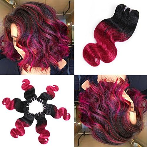 BRIANA Ombre Body Wave Hair Extensions 100% Unprocessed Brazilian Virgin Human Hair 4 Bundles/package 10" Double Wefts Weave (natural color to pink)