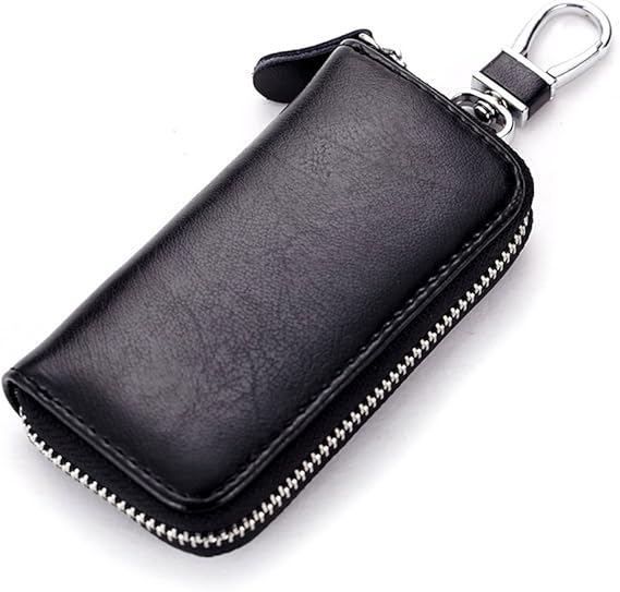 Key Chain Holder Hook Leather Wallet Car Key Pouch Credit Card Zipper 6