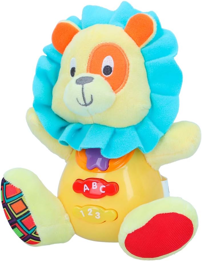 winfun ColorBaby 85178 Talking Plush Toy for Babies Colourful Lights, Language: Spanish Lion, Löwe, 21 centimeters