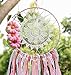 Handmade Indian Real Feathers Dream Catcher Wall Hanging Car Hanging Decoration Ornament Gift (Pink Flowers)