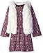 Amy Byer Big Girls' Long Sleeve Print Dress with Faux Fur Vest