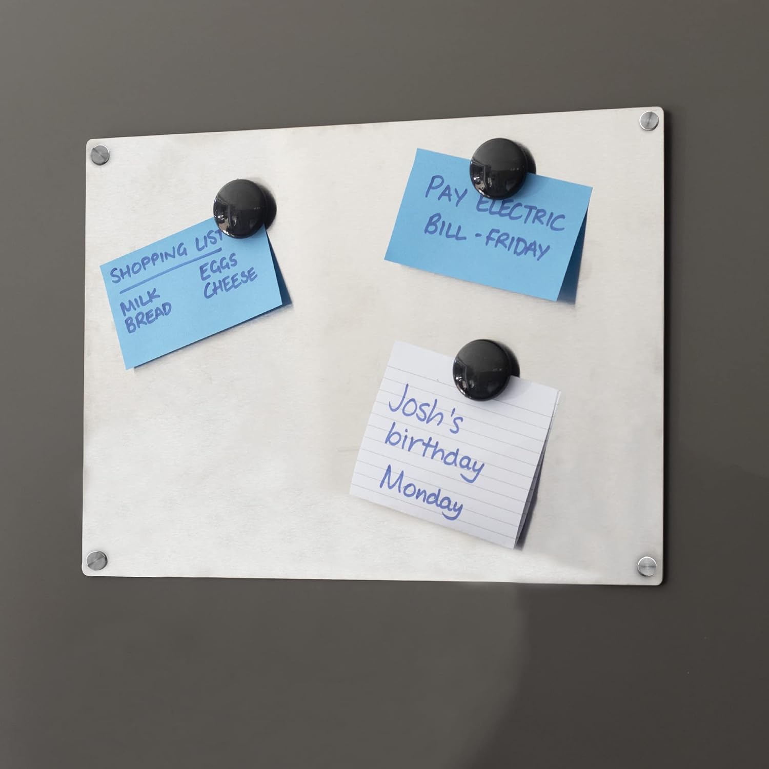 Magnetic Notice Board A3, Stainless Steel Memo Board 42 x 29.7 cm, Magnetic Noticeboard for Kitchen Office & Fridge - Image 3