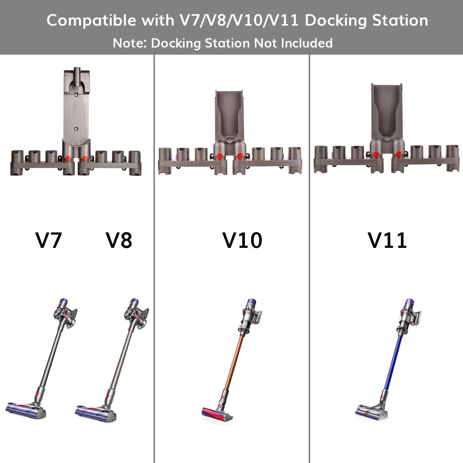 HUACITY Docks Station Accessory Holder for Dyson V15 V12 V11 V10 V8 V7 Vacuum Cleaner Accessories Tools Wall Mount Organizer (10 Storage Sockets,Pack of 2) - Image 4