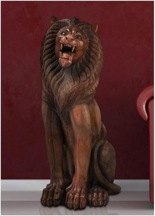 Superbe statue Lion en bois foncé 100 cm Siiren Amazon.fr Cuisine