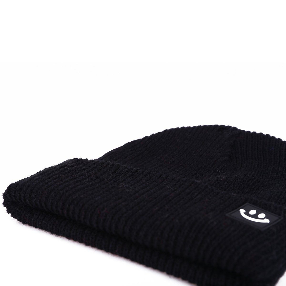EVRFELAN Women Winter Hat Cuffed Plain Knit Beanie Cap Casual Knitted Warm Skullcap with Smile Face (Black)