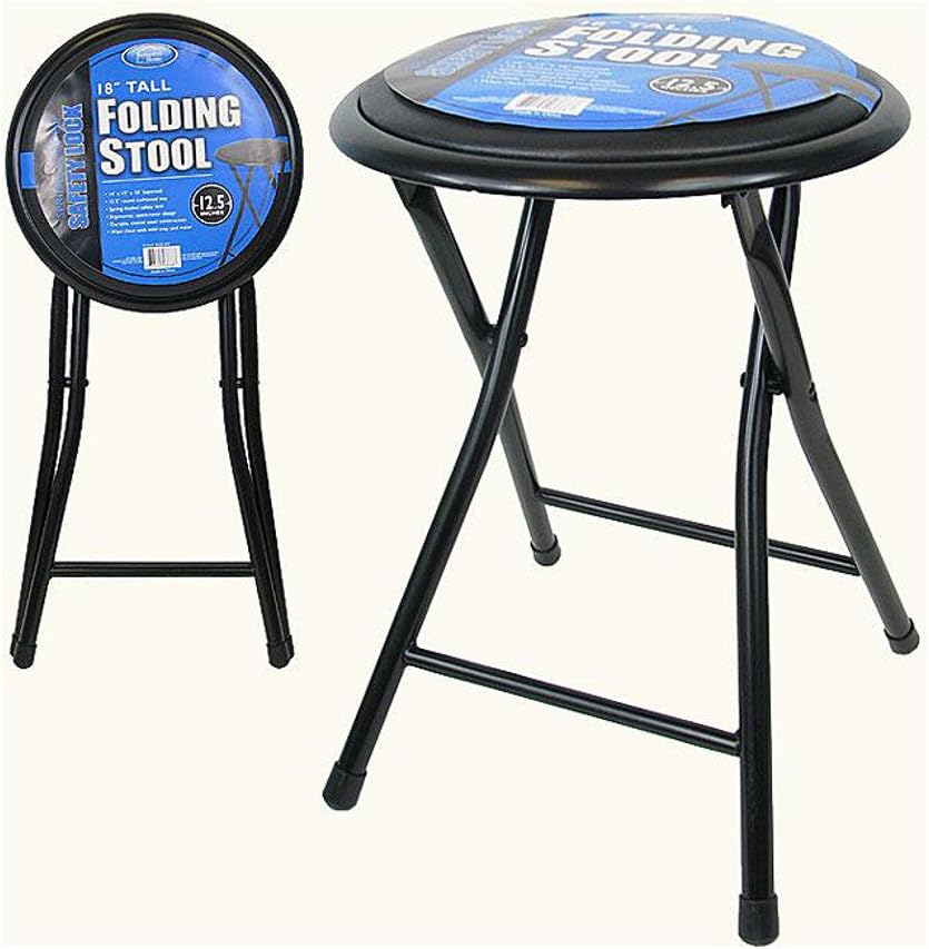 Metal Folding Stools Padded 18 Inch Black (Set of 2) Extra