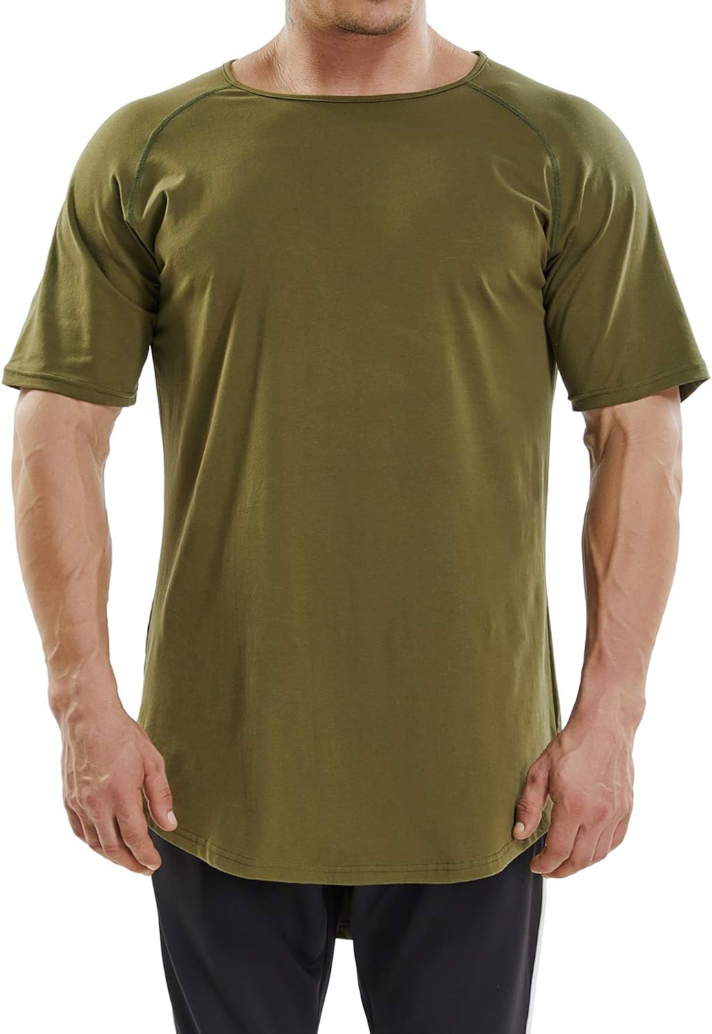 Ouging Men's Long Line T Shirt Extra Long Hipster TShirt