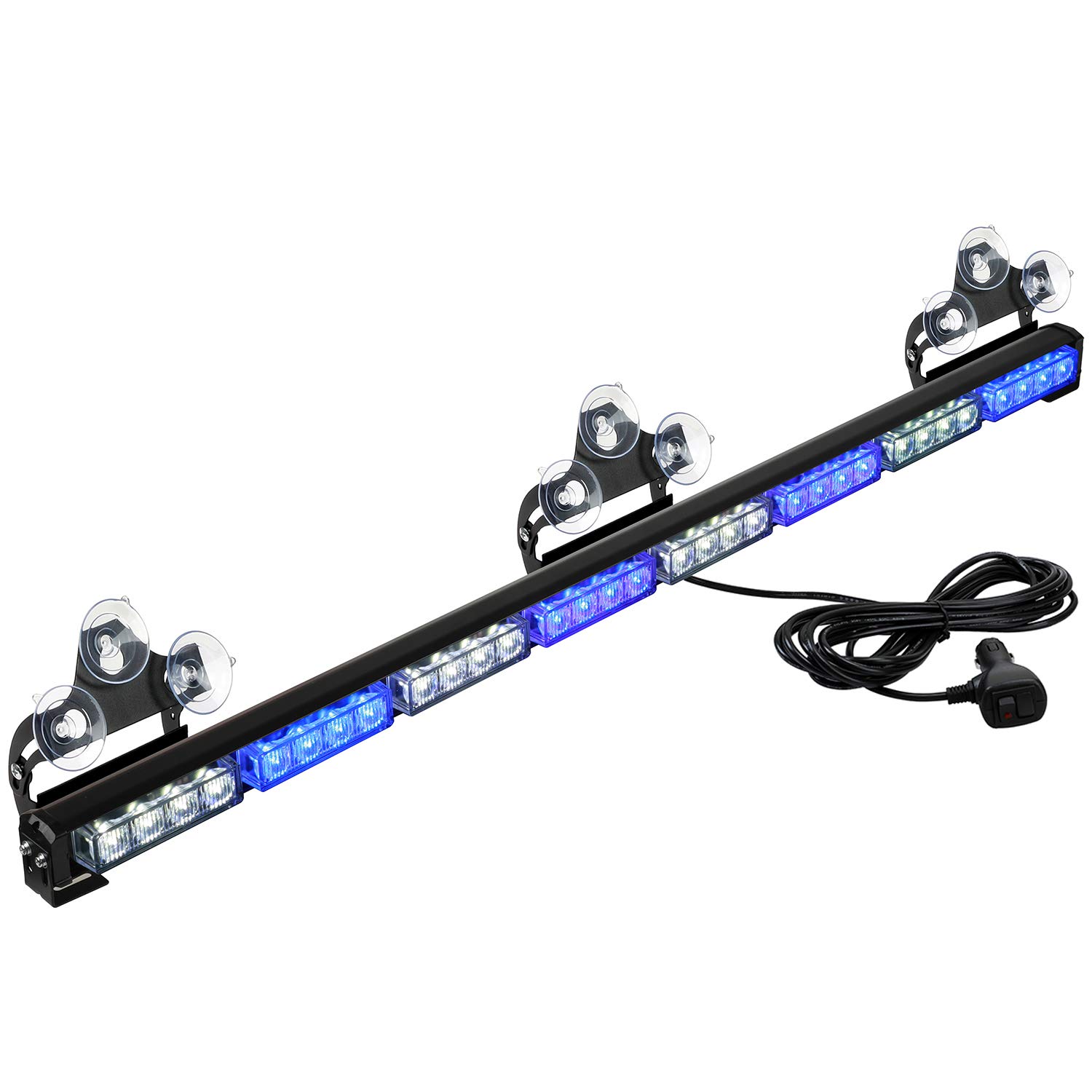 ASPL36" 32LED Traffic Advisor Light Bar Warning Emergency Strobe Light Bar Directional Flashing Emergency Caution Lighting Led Safety Lights with 16 ft Straight Cord (Blue/White)