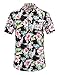 JEETOO Men's Casual Flower Print Short Sleeve Button Down Hawaiian Aloha Shirt(M,Blackflower)