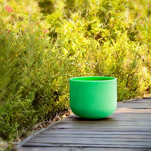 TOPFUND Singing Bowls F Note Crystal Singing Bowl Heart Chakra Green Color 12 inch (heavy duty bag and suede striker and o- ring included)