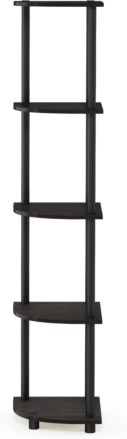 Furinno Turn-N-Tube 5 Tier Corner Shelf, Espresso/Black: Furniture & Decor