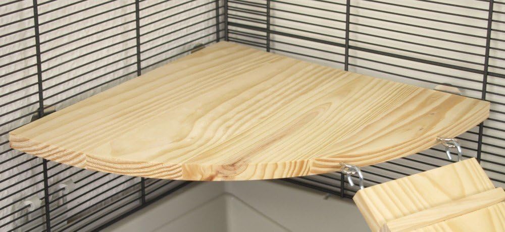 Petgard rodent cage accessories floors set of wood corner, corner 20 cm, deluxe corner + Wega 17 cm ladder ramp, cage accessories seating board + rodent bundle for hamsters, guinea pigs, etc.