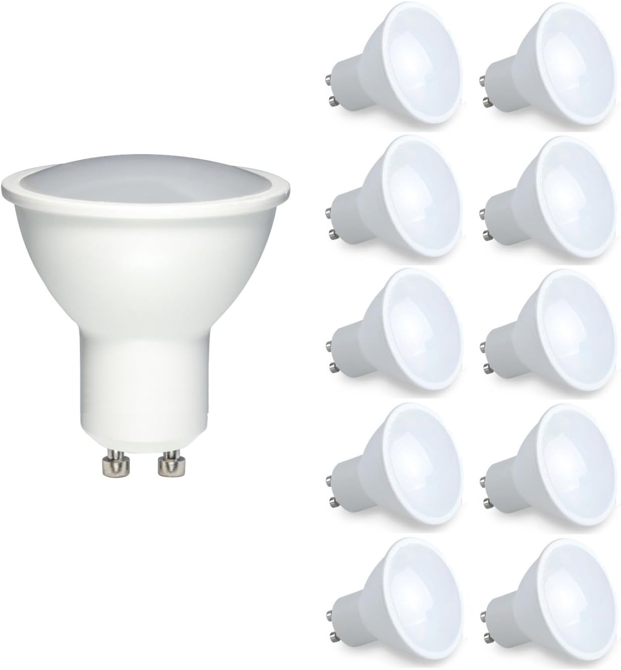 Vlio Dimmable GU10 LED Bulb 6W, Cool White 6000-6500K, Spotlight Bulbs, 400lm, 40W Halogen Replacement, Beam Angle 120, Recessed Lighting Bulbs (Pack of 10) [Energy Class A+]