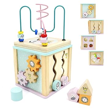 Adadnap Baby Activity Cube Baby Toys 12 18 Months Wood Baby Toys For 1 Year Old Girl Gifts Educational Learning Toys Wood Toys For 1 Year Old Boy
