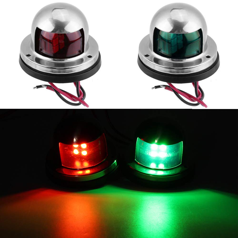 FICBOX One Pair LED Navigation Light Marine Boat Yacht Light 12V Deck Mount Signal Lights for Boat Yacht Pontoons