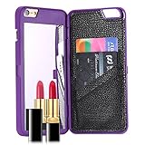 For iPhone 6 6s Case, FLOVEME [Hidden Mirror] [Slim Fit] Premium Wallet Cash ID Credit Card Slots Holder with Stand Feature Hard Back Cover for Apple iPhone 6 and iPhone 6s 4.7 inch - Purple