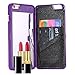 For iPhone 6 Wallet Case & iPhone 6S Wallet Case, FLOVEME [Slim Fit] [Hidden Mirror] Premium Wallets Cash ID Credit Card Slots Holder with Kickstand Feather Hard PC Back Cover, Purple