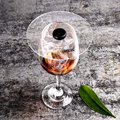 TMKEFFC Smoking Gun Cup Covers for Cocktail Drinks Smoking, Smoke Infuser Lids Suitable for Wine-Cups Goblet Glasses Tumblers Mugs Bowls Diameter Below 4.7 Inches