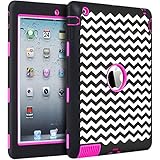 iPad Case,iPad 2/3/4 Case,BENTOBEN Silicone Plastic 3 in 1 Hybrid Shockproof & Drop Resistance Anti-slip cover for iPad Case iPad 2/3/4 Case(Chevron+Rose Red)