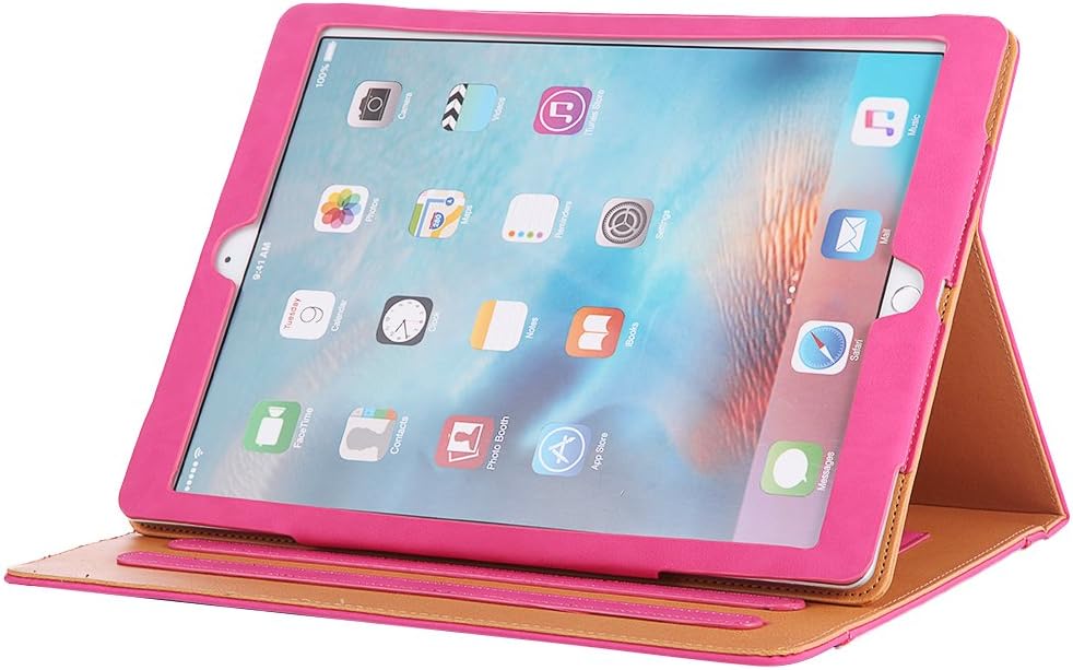 I4Ucase Apple iPad 9.7 Inch 2017/2018 (5th/6th Generation) Case - Soft Leather Stand Folio Case Cover for iPad 9.7 Inch, with Multiple Viewing Angles, Auto Sleep/Wake, Document Pocket (Pink)