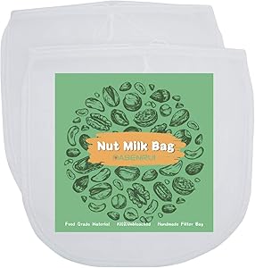 Dasenrui 2 Pack,80 Micron Nut Milk Bag 12x12 Inches, Multiple Usage Reusable Food Strainer,Cold Brew Coffee Filter,Cheesecloth Bag,Yogurt Strainer,Juice/Wine/Soup Filter