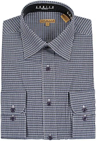 Enrico Garcia Fancy Black/White Mini Check Convertible Cuff Dress Shirt