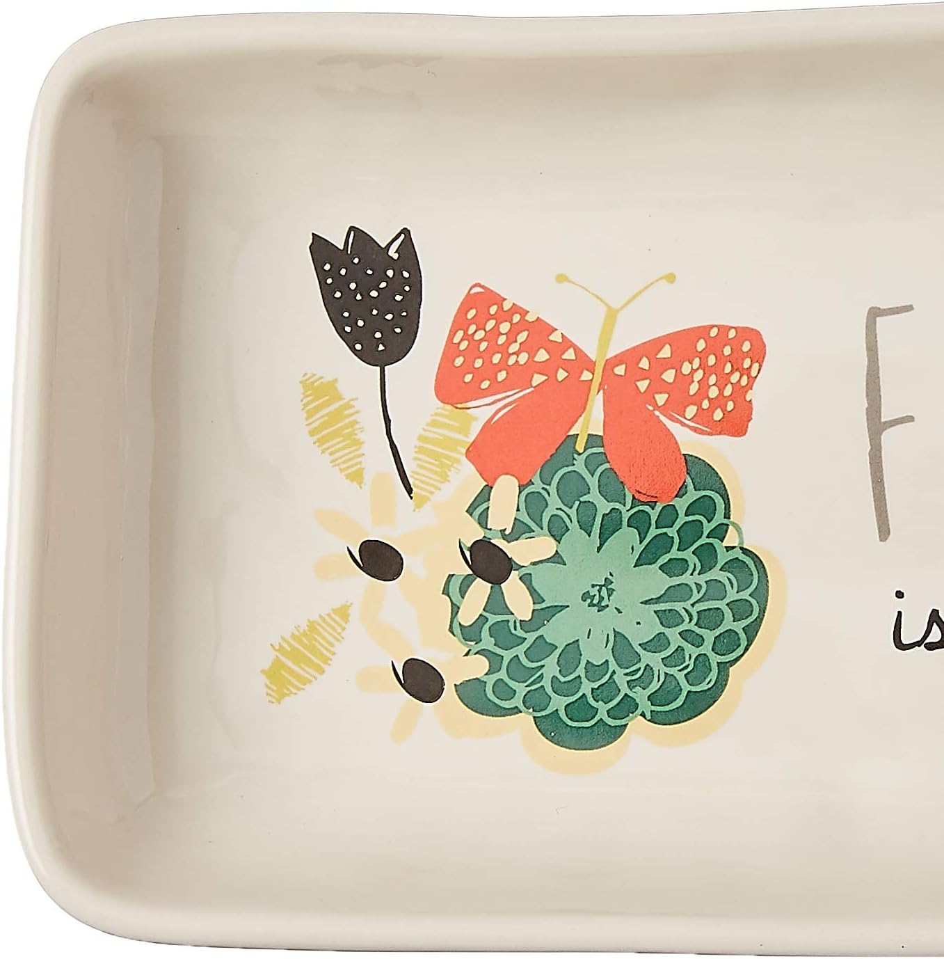  | Pavilion Gift Company Family is Everything Floral Butterfly Long Serving Tray Dish, Multicolor: Serving Trays