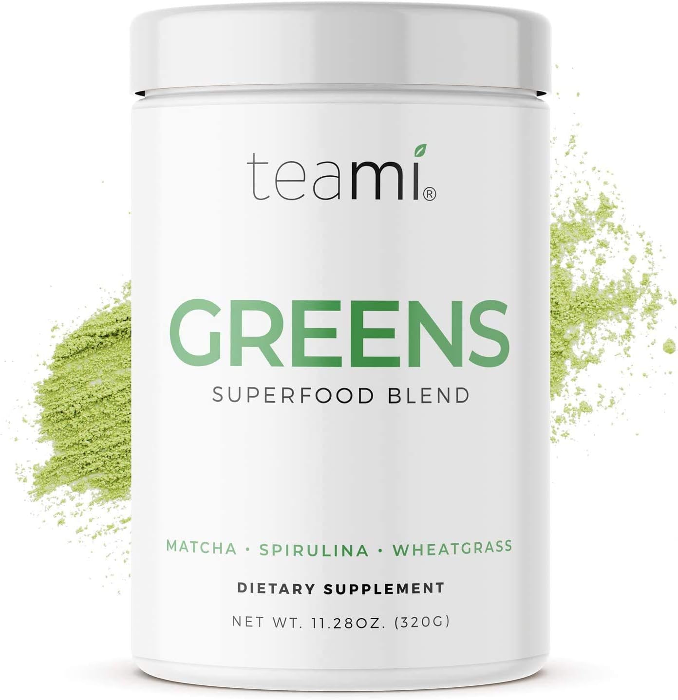 Teami Greens Superfood Powder, Immune Support Supplement, Super Greens Powder with Super Green Mixed Veggie Ingredients, Green Juice with Spirulina, Spinach, Kale, and Acai for Delicious Smoothie Mix